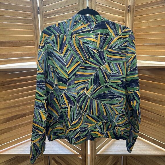 Nordstrom Halogen Women's Green and Yellow Patterned Bomber Jacket - Picture 6 of 7
